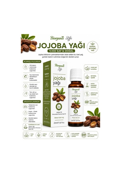 %100 Saf Jojoba Yağı 20 Ml - Gözenek Tıkamayan Nemlendirici & Saç Bakım Yağı