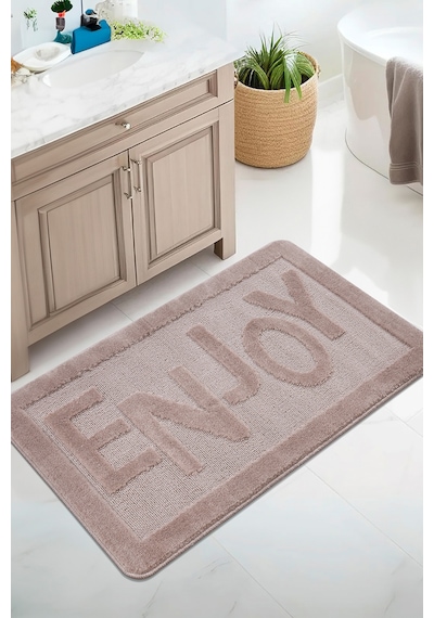 Doğal Kaymaz Taban Banyo Paspas Uzun Ömürlü Yumuşak Dokulu Su Emici Yıkanabilir Enjoy 60x100 Vizon