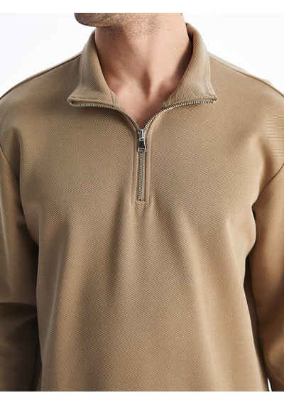 Lcw Vision Bej Dik Yaka Erkek Sweatshirt