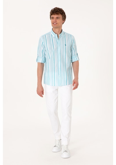 U.s. Polo Assn. Erkek Aqua Gömlek Desenli 50306331-vr007 Aqua