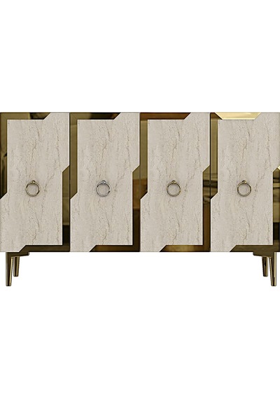 Ka1233btg Seza Konsol Ve Tv Sehpası Beyaz-traverten-gold 120cm