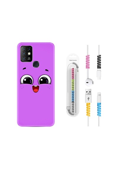 Infinix Hot 8 Kılıf Kablo Koruyuculu Purple Sweety 1717