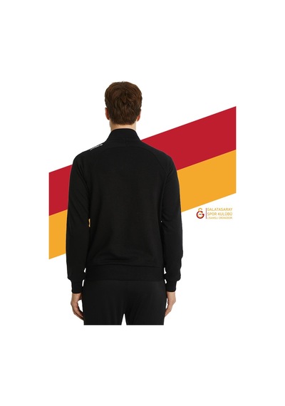 Gsstore Galatasaray Lisanslı Dik Yaka Fermuarlı Siyah Sweat Kişiye Özel Ahşap Kutululu Siyah