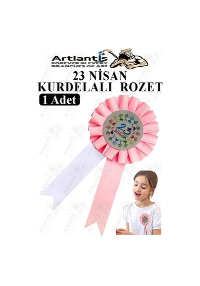 23 Nisan Kurdelalı Rozet 1 Adet Yaka Rozeti Çocuk Bayram Etkinlik 15 Cm Pembe