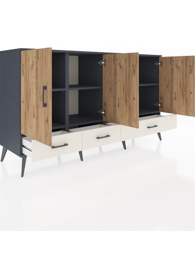 Hyperion Konsol 6 Raflı 3 Çekmeceli 4 Kapaklı 176x44x99 Antrasit- Antrasit-çam/aytaşı Hyperion Konsol 6 Raflı 3 Çekmeceli 4 Kapaklı 176x44x99 Antrasit- Antrasit-çam/aytaşı
