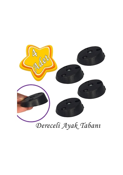 4 Adet Dereceli Ayak Tabanı Siyah Mobilya Masa Sehpa Ayağı Bağlantı Aparatı Açılı Plastik