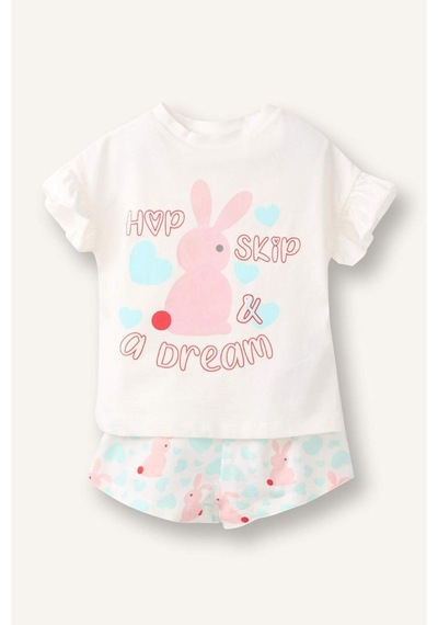 Defacto Fitilli 2li Ecru Pijama Takımı Kız Bebek H9307a526smer233 Ekru-er233