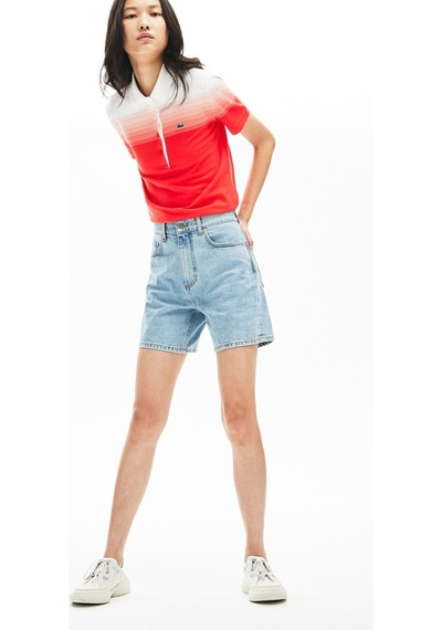 Lacoste Women's Regular Fit Denim Blue Bermuda Jean Shorts Kadın Şort Açık Mavi