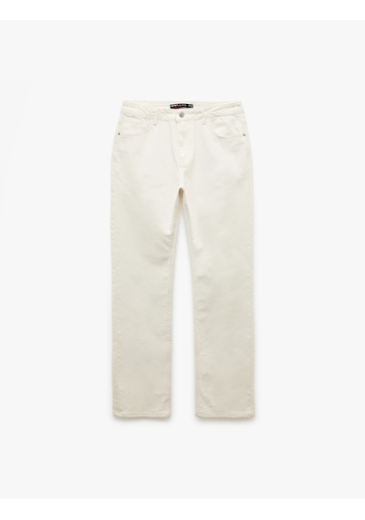 Koton Normal Bel Cepli Straight Fit Jean Pantolon - Mark Jean Beyaz 5sam40189nd Beyaz Koton Normal Bel Cepli Straight Fit Jean Pantolon - Mark Jean Beyaz 5sam40189nd Beyaz