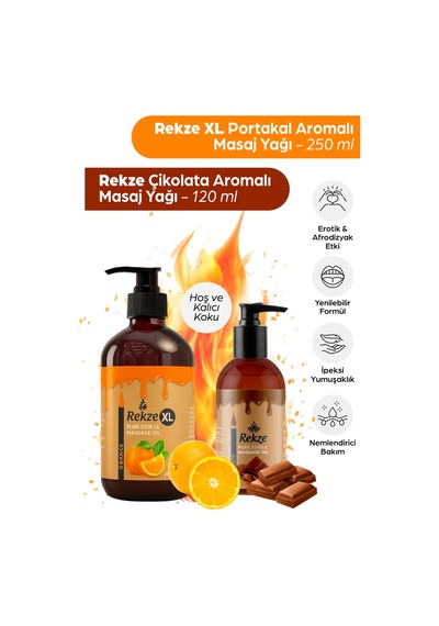 Lüks Çikolata 120ml + Enerji Portakal 250ml Masaj Yağı Seti Romantik, Cilt Dostu, Yenebilir. - 809392992
