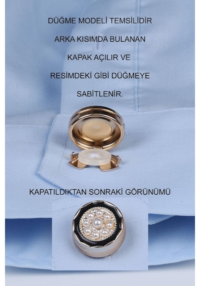 Esgue Gümüş Siyah Renk Taşlı Zincirli Ceket Yaka & Gömlek Düğme Broşu Gold - Gümüş - Siyah