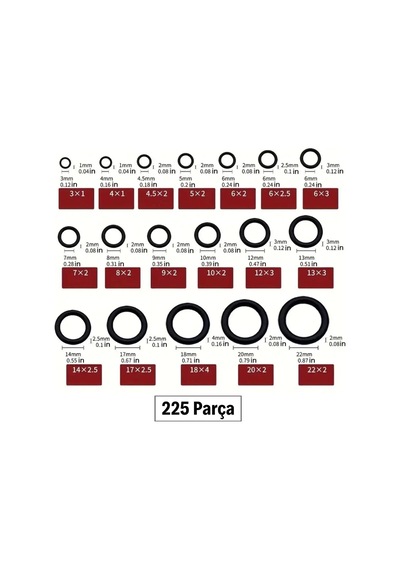 225 Parça Kauçuk Conta Seti ,kendiliğinden Saklama Kutulu O Halkası Seti Çok Renkli