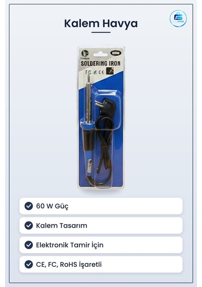 Tekli Kalem Havya 60 W Elektrikli Lehimleme Aleti Elektronik Tami