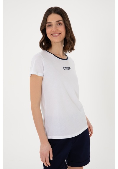 U.S. Polo Assn. Kadın Beyaz Bisiklet Yaka Tişört 50305765-VR013