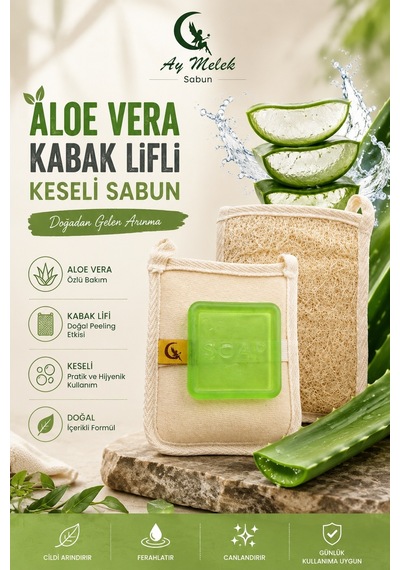 Doğal Kabak Lifli Aloe Vera Sabun Seti Doğal Kabak Lifi Banyo Kesesi