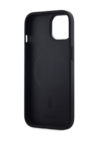 Apple Uyumlu iPhone 15 Plus Kılıf Dkny Lisanslı M-safe Şarj Özellikli 3d Yazılı Checkered Pattern Kapak Siyah