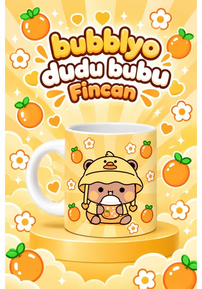Dudu Bubu Fincan + Magnet + Bardak Altlığı Sarı Sarı