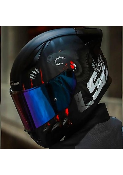 Ls2 Rapıd 2 Race Clawn Kapalı Motosiklet Kaskı Gökkuşağı Camlı Siyah