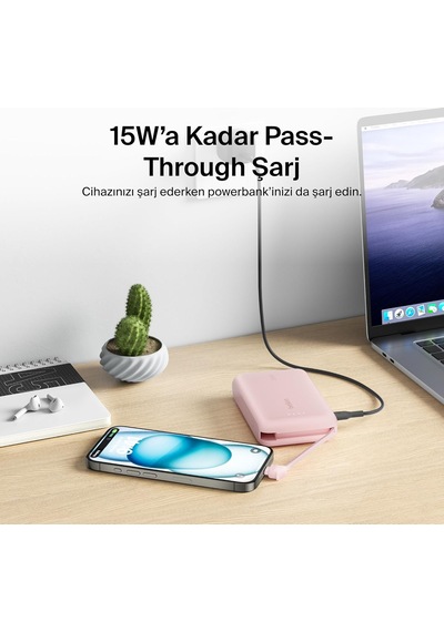 Belkin Boostcharge Power Bank, Entegre Kablolu Taşınabilir Şarj C Diğer