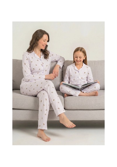 Angbutik Rolypoly Rp3913-s Kadın Gömlek Pijama Takım LILA