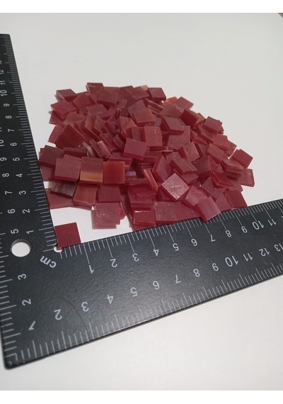 Kırmızı Kare Vitray Cam Mozaik Taşı - Sanatsal Mozaik İçin Yaklaşık 10 X 10 Mm