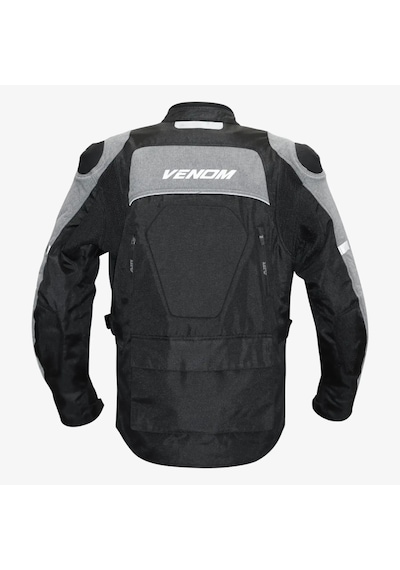 Venom Motosiklet Montu Long Siyah-gri Discovery Mont 4 Mevsim Uzun Motorcu Mont