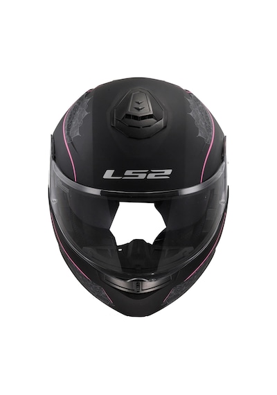 Ls2 Strobe 2 Lux Çene Açılır Motosiklet Kaskı Mat Siyah - Pembe