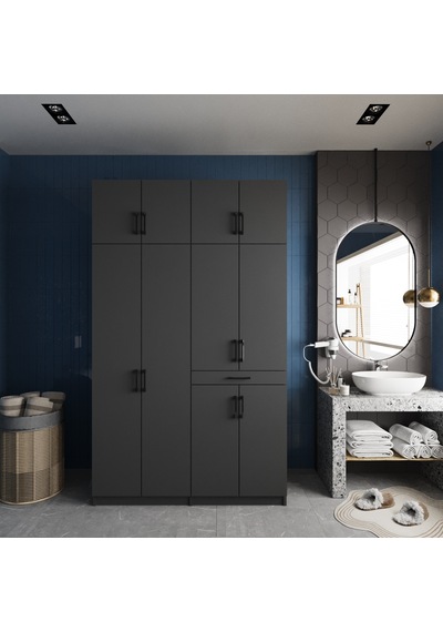 Modena Çamaşır Ve Kurutma Makinesi Dolabı Banyo Dolabı Füme Füme