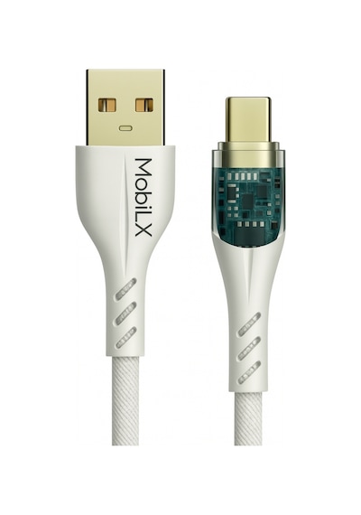 Mobilx 3.4a Hızlı Şarj Usb To Type-c Hasır Kablo Entegre Görünümlü Işıklı