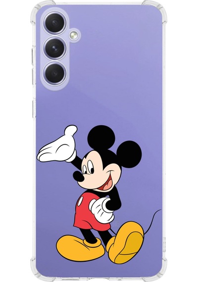 Samsung Galaxy M15 İle Uyumlu Mickey Mouse 3 Baskılı Şeffaf Köşe Korumalı Antişok Kılıf