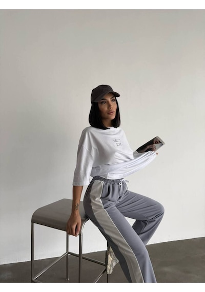 Rawea Oversize Unisex Eşofman Takımı - Dijital Baskılı, Pamuklu & Rahat Gri