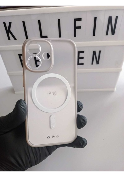 Apple Uyumlu iPhone 16 Şeffaf Magsafe Kılıf Modeli Bej