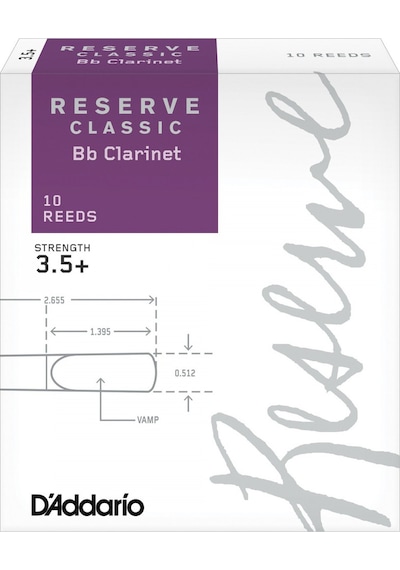 D'addario Dct10355 Reserve Classic Bb Klarnet Kamışı No: 3.5+ Profesyonel - 10'lu Paket Kalın Uçlu Klasik Kesim Ve Profesyonel Direnç