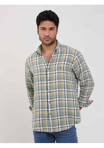 Dufy Yeşil Erkek Slim Fit Çiçek Desenli Klasik Yaka Uzun Kol Gömlek - 104885-yeşil Yeşil