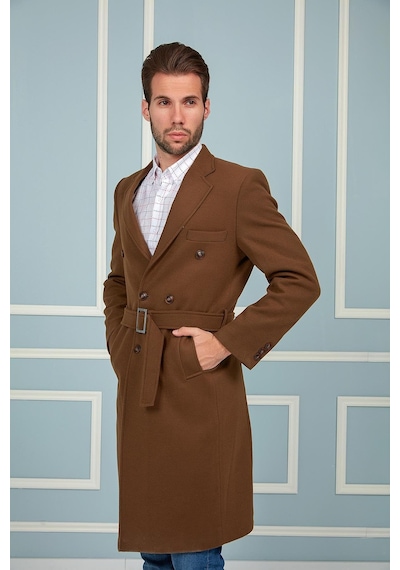 Plt8382 Dewberry Erkek Palto-düz Camel Düz Camel