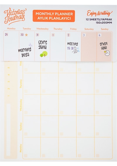Victorias Journals Aylık Planla Ma Post-it 150x200 Mm 12 Yaprak