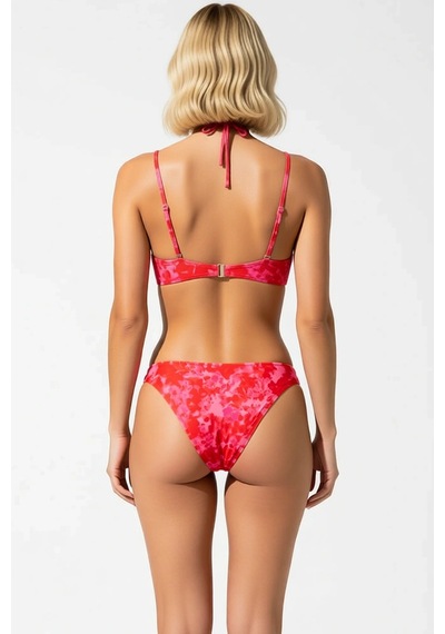 Benerly Kadın Bikini Takımı Straplez Kolsuz Düşük Bel Regular Kalıp Soyut Çok Renkli