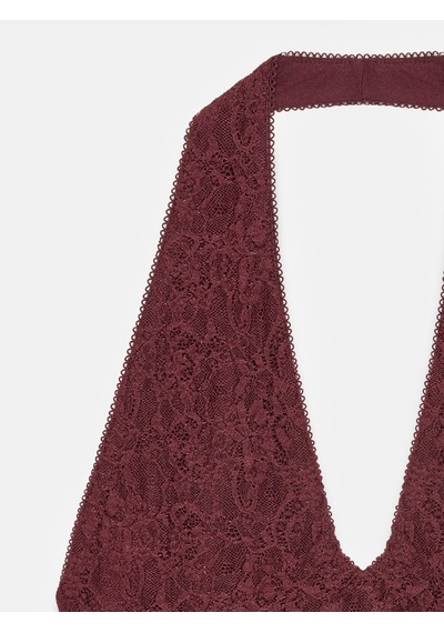Dilvin 32690 Boyundan Bağlamalı Dantel Detaylı Top-bordo Dilvin 32690 Boyundan Bağlamalı Dantel Detaylı Top-bordo