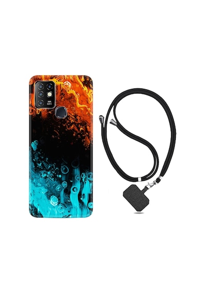 Infinix Hot 8 Kılıf Boyun Askılı Orange Blue Color 1665