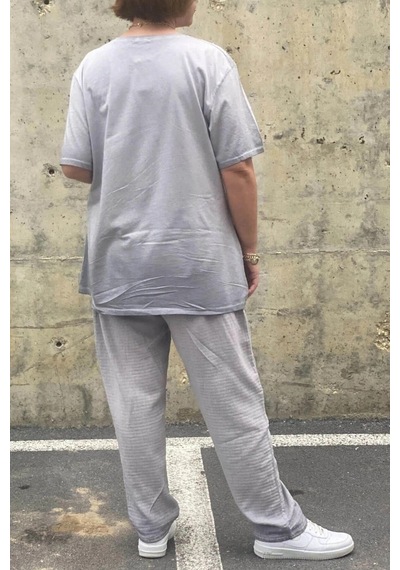 Mia Butik Büyük Beden Verona Gri Keten Takım Gri