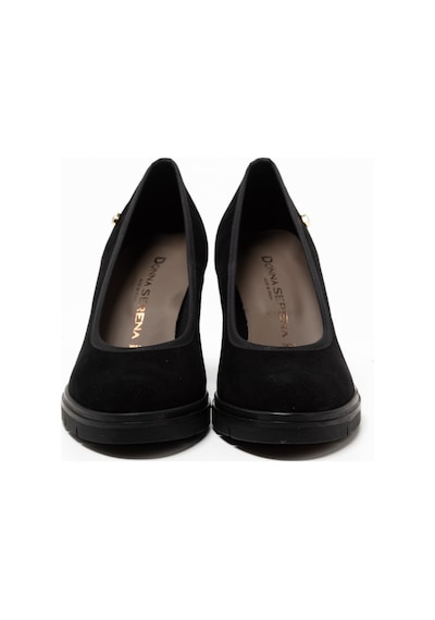 Camoscio Pelle Nero Oxford Klasik Kadın 483700dp Donna Serena 3700dp Camoscıo Pelle Nero Siyah