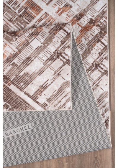 Raschel Carpet Kahve Emboss Desenli Kalın Yumuşak Kaymaz Özel Taban Halı Yolluk
