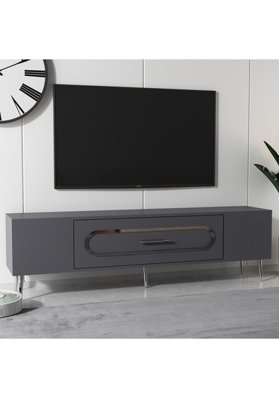 Bişkek Tv Sehpası Tv Ünitesi 150 Cm Antrasit Gümüş