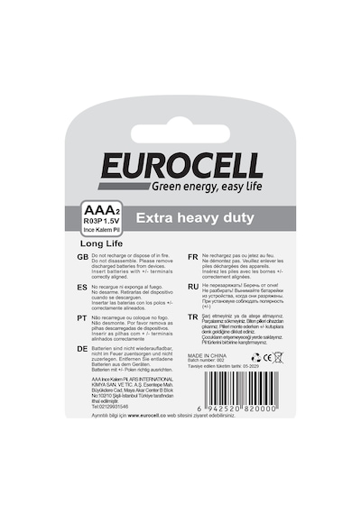 Eurocell- Aaa2 R03p 1.5 V İnce Kalem Pil