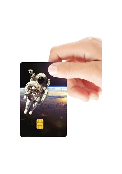 Uzay Temalı Astronot Parlak Kredi/banka Kart Kaplama Sticker Standart