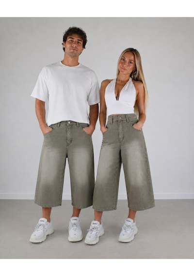 St.poll Y2k Yıkama Unisex Baggy Şortolon Bej