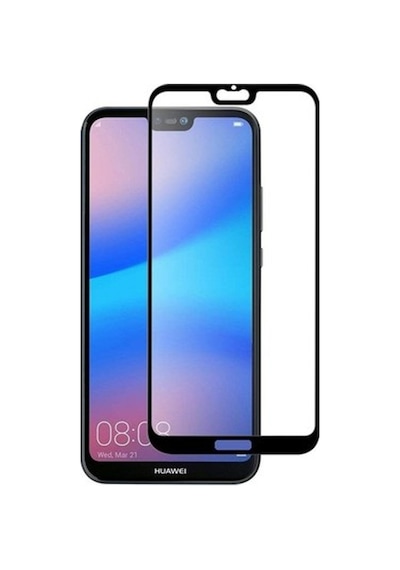 Huawei P20 Lite Siyah 5D Tam Kaplayan Ekran Koruyucu Cam