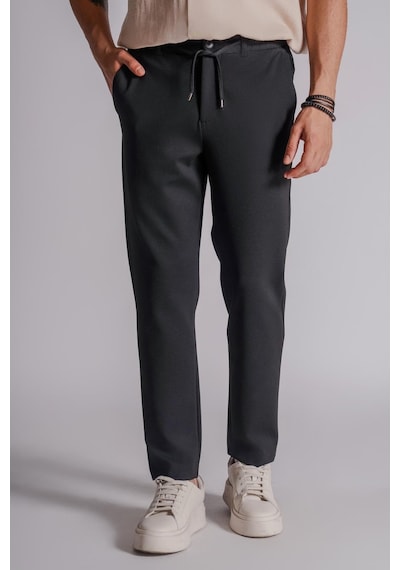 Braccas Erkek Yandan Cepli Beli Lastikli Relaxed Fit Chino Pantolon Siyah Siyah