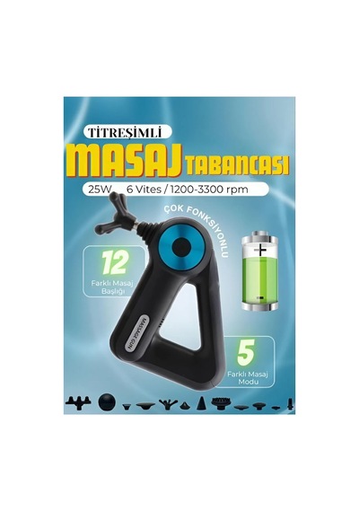 12 Masaj Başlıklı Tabanca Ergonomik Tasarım Kolay Kullanım Kablosuz Masaj Tabancası Kas Geliştirici Model 54746734532523 Çok Renkli