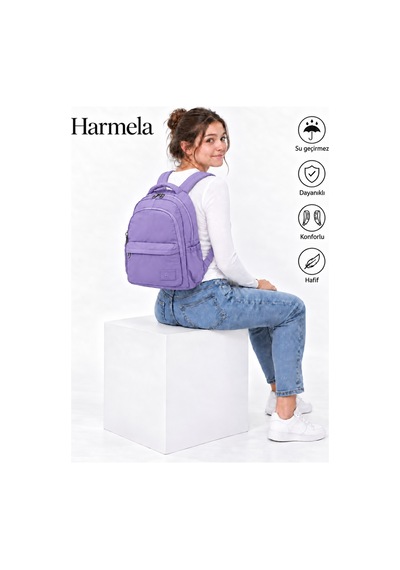 2200 Hafif Kullanışlı Okul Sırt Çantası Unisex Okul Çantası Lila